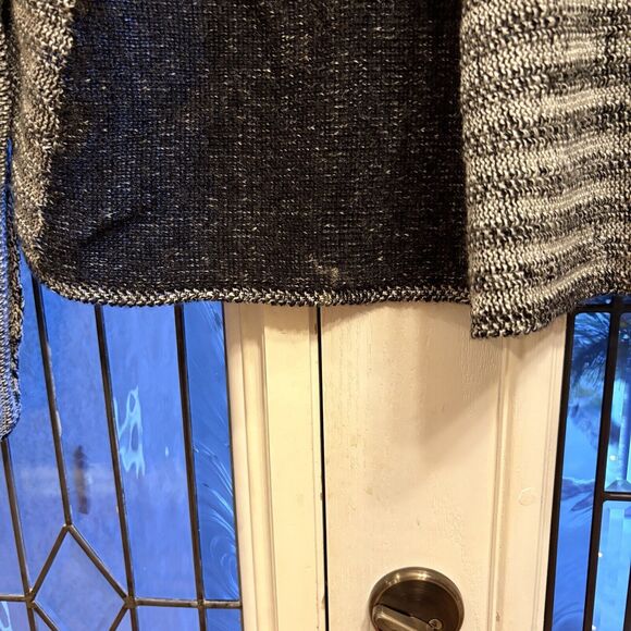 Cabi Shadow XL Patchwork Shawl Collar Chunky Knit Cardigan Sweater Black/White - Picture 4 of 15